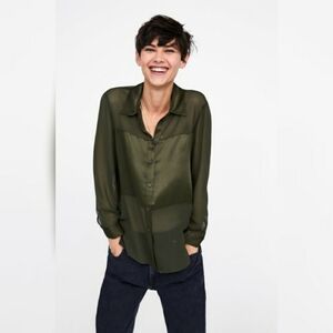 ZARA | COLLARD SATIN BLOUSE